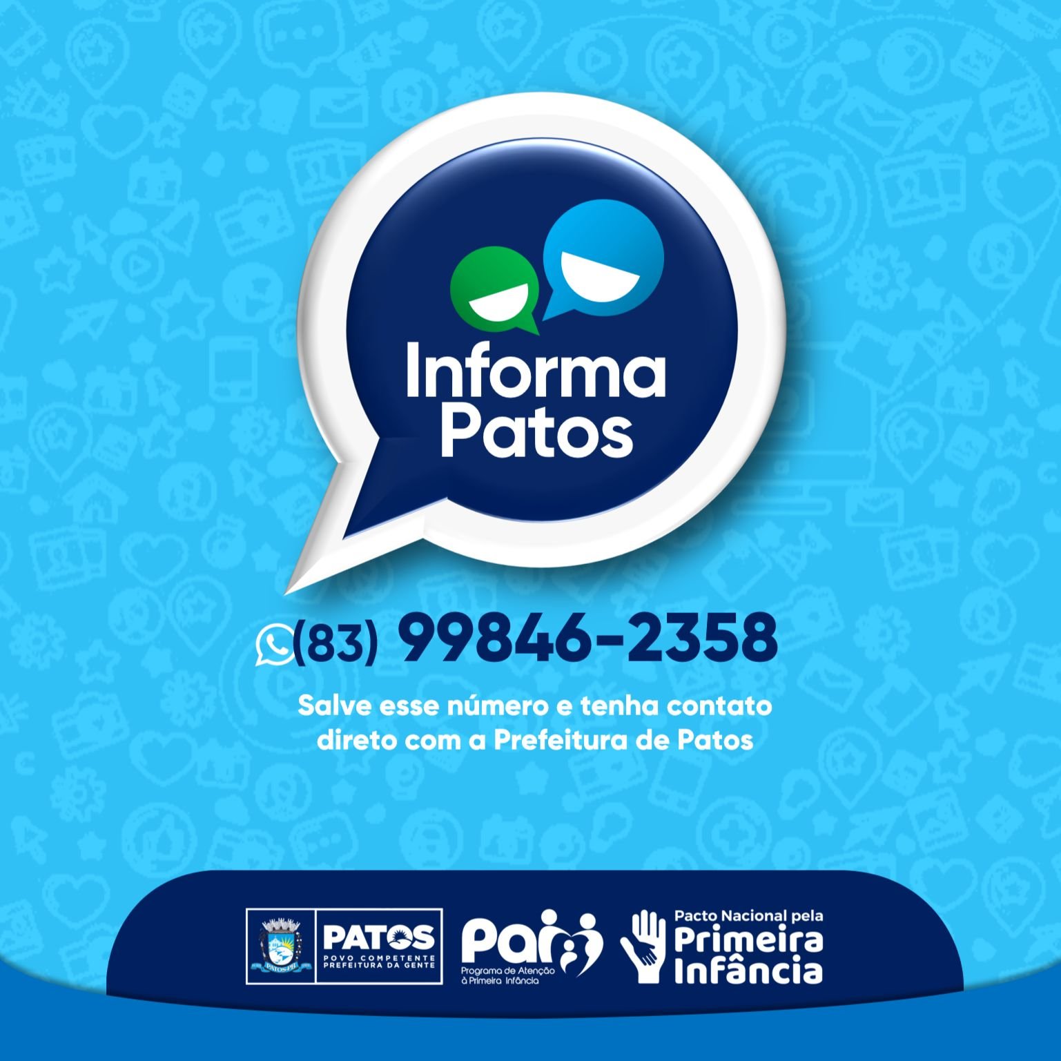 Prefeitura de Patos lança canal de whatsapp “Informa Patos” como meio de facilitar o contato da população com a gestão