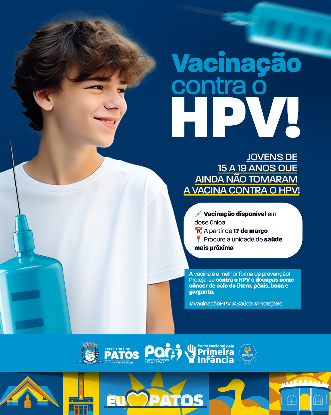 Patos intensifica vacinação contra HPV para adolescentes não vacinados a partir de segunda (17)