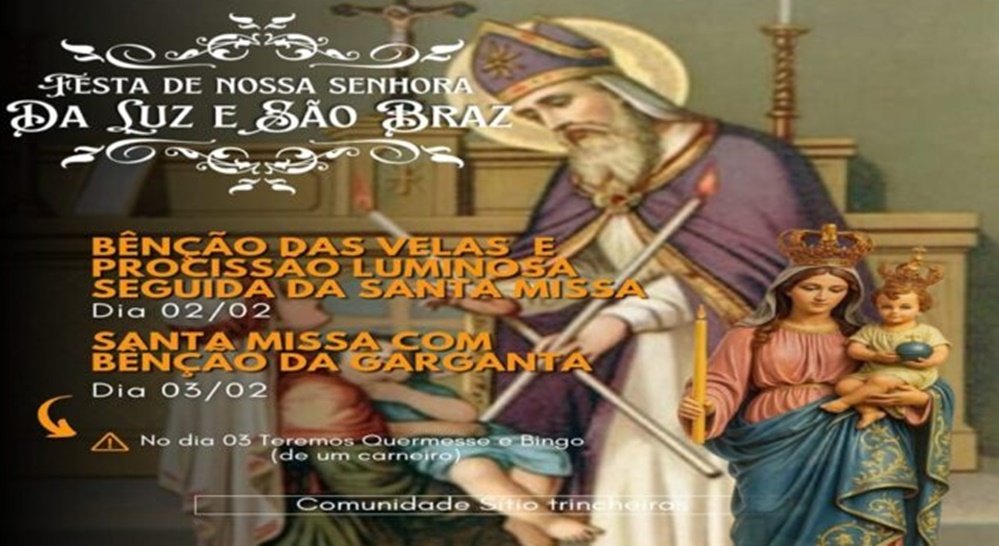 Sítio Trincheiras, em Patos, celebra festas de Nossa Senhora da Luz e São Brás nesta segunda e terça-feira