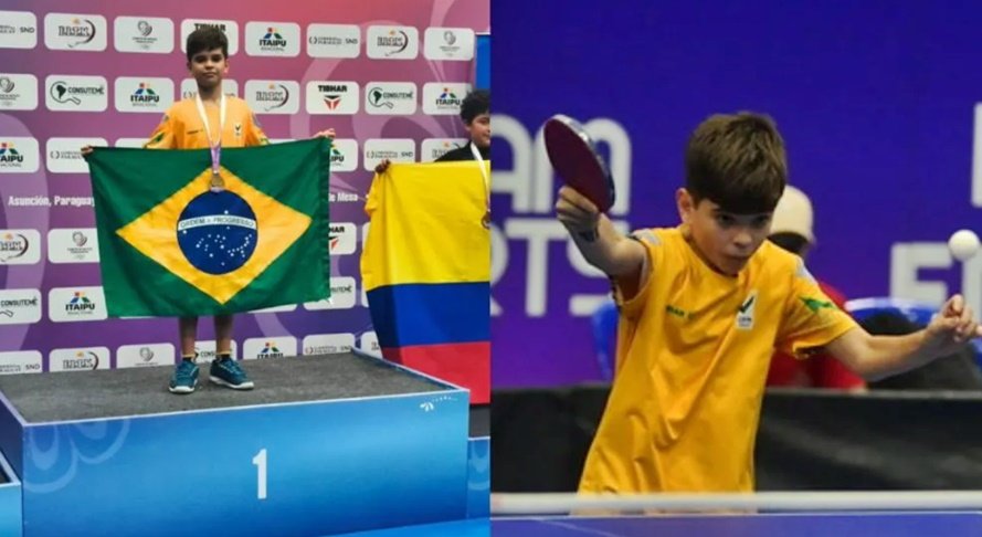 Ranieri Filho conquista dois títulos no Sul-Americano Sub-11 de Tênis de Mesa e coloca Patos em destaque continental