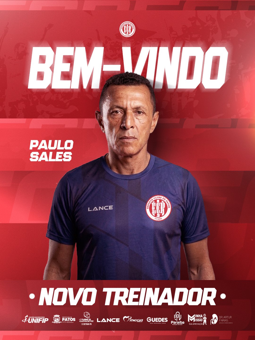 Com quatro títulos estaduais no currículo, Paulo Sales chega para comandar o Esporte de Patos