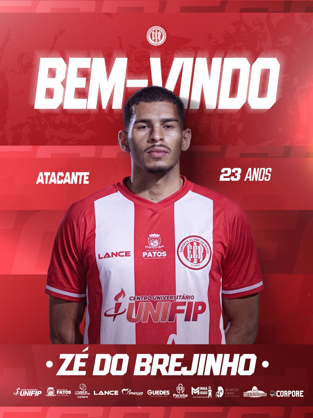 Esporte Clube de Patos anuncia contratação do atacante Zé do Brejinho para a Copa Paraíba 2026